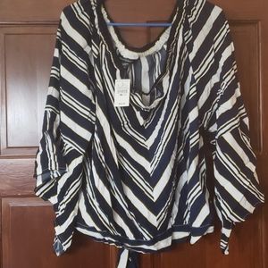 Navy gold and white striped shirt